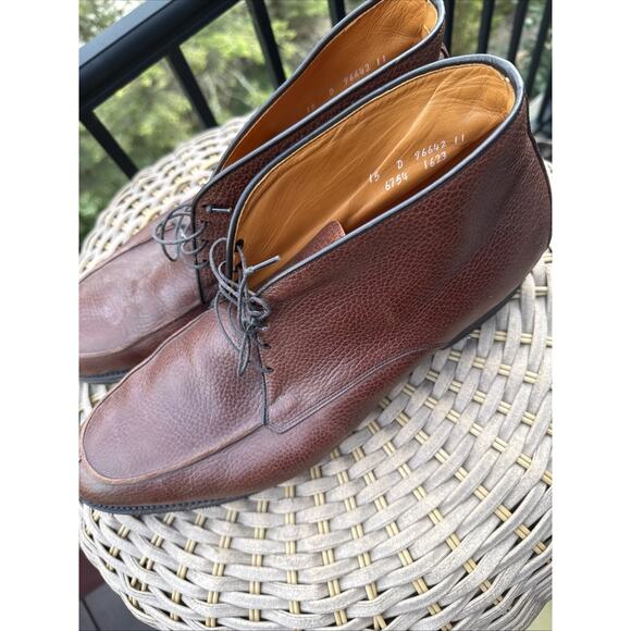 Allen Edmonds Worthingtons Cognac Brown Pebbled Leather Chukka Ankle Boots 15D - Picture 11 of 16